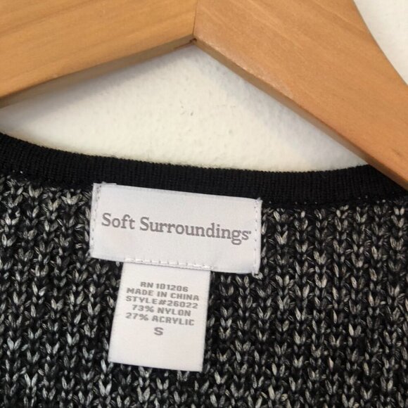 SOFT SURROUNDINGS Shelby Cardigan Black Gray Open Front Long Knit Sweater Small - Picture 5 of 11